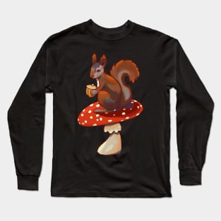 Squirrel on a Mushroom Long Sleeve T-Shirt